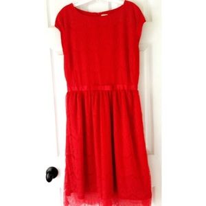 Red Lace Knee-Length Dress Great for Wedding Guest